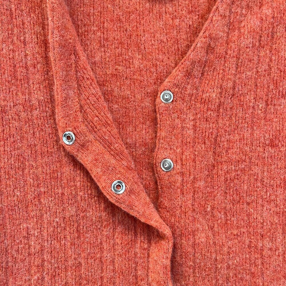 American Eagle Wool Blend Orange Sweater Cardigan Slightly Cropped - Picture 6 of 13